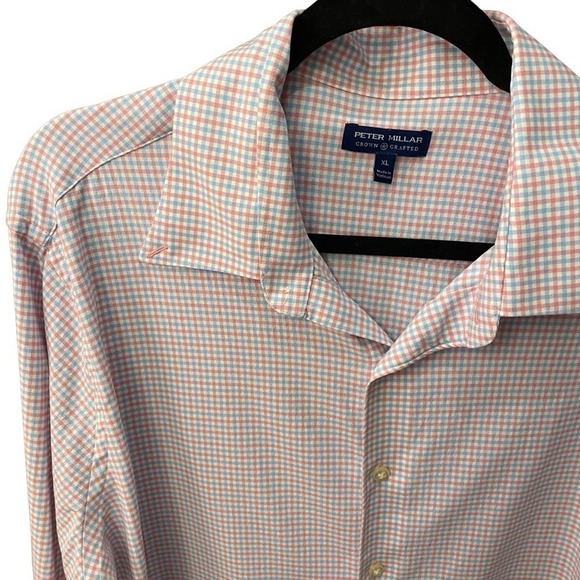 Peter Millar check gingham soft long sleeve button up shirt XL mens - Picture 2 of 9
